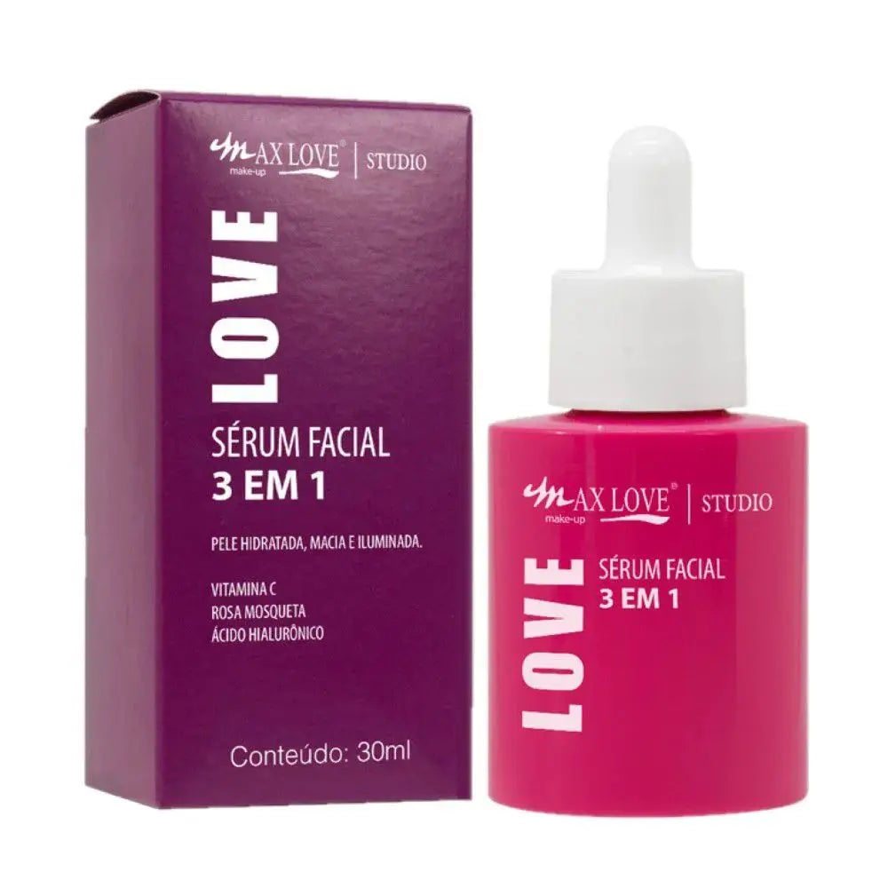 Kit c/ 3 Sérum Max Love Vitamina C + Sérum 3 em 1 + Sérum Rosa Mosqueta